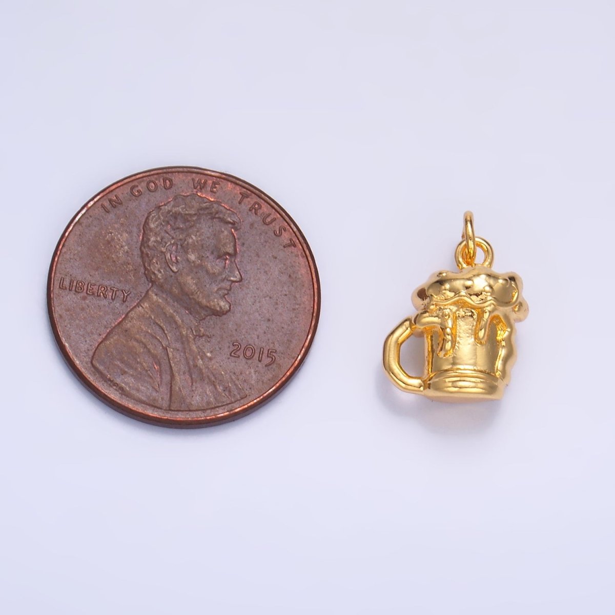 24K Gold Filled Beer Alcoholic Drink Multidimensional 3D Charm in Gold & Silver | W250 - DLUXCA