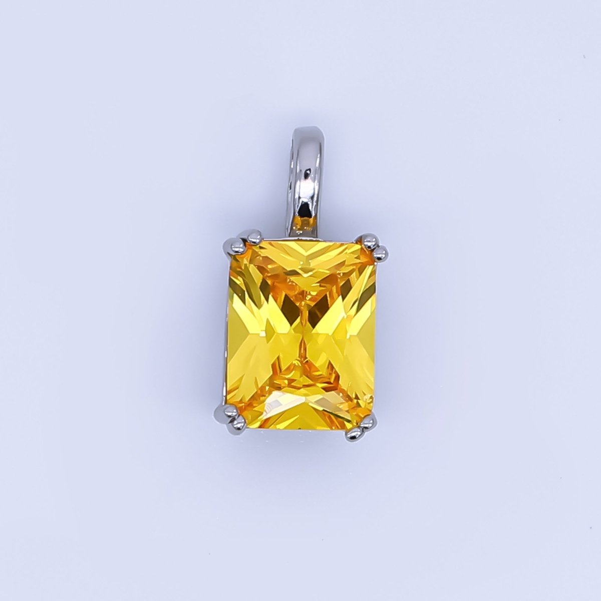 24K Gold Filled Birthstone Baguette CZ Pendant in Gold & Silver | AH438 - AH449 - DLUXCA