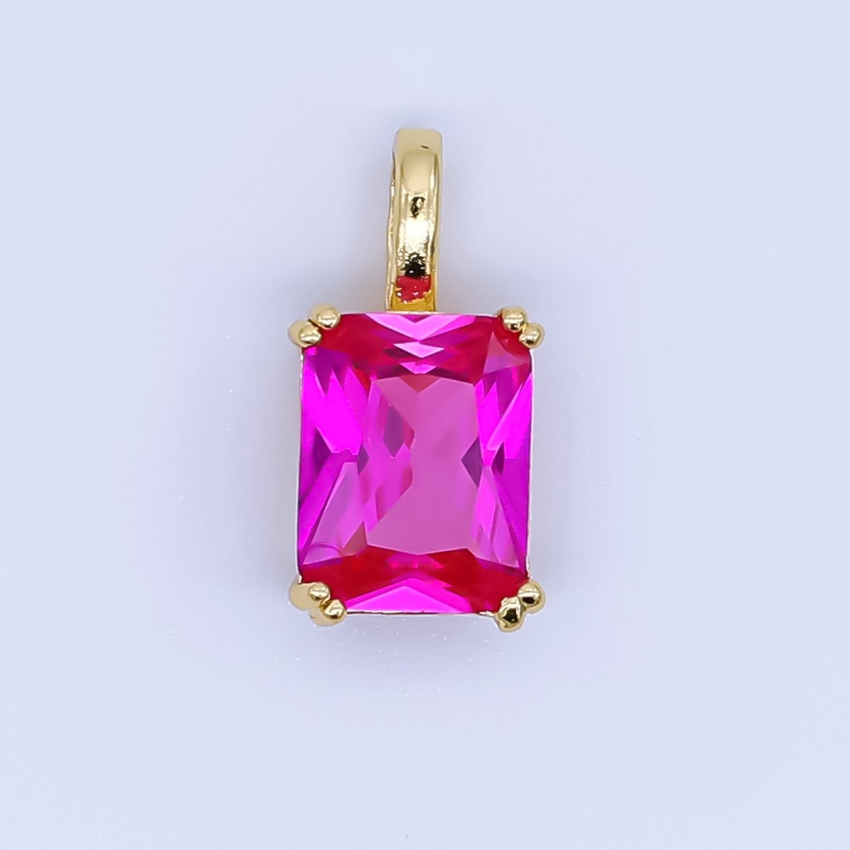 24K Gold Filled Birthstone Baguette CZ Pendant in Gold & Silver | AH438 - AH449 - DLUXCA