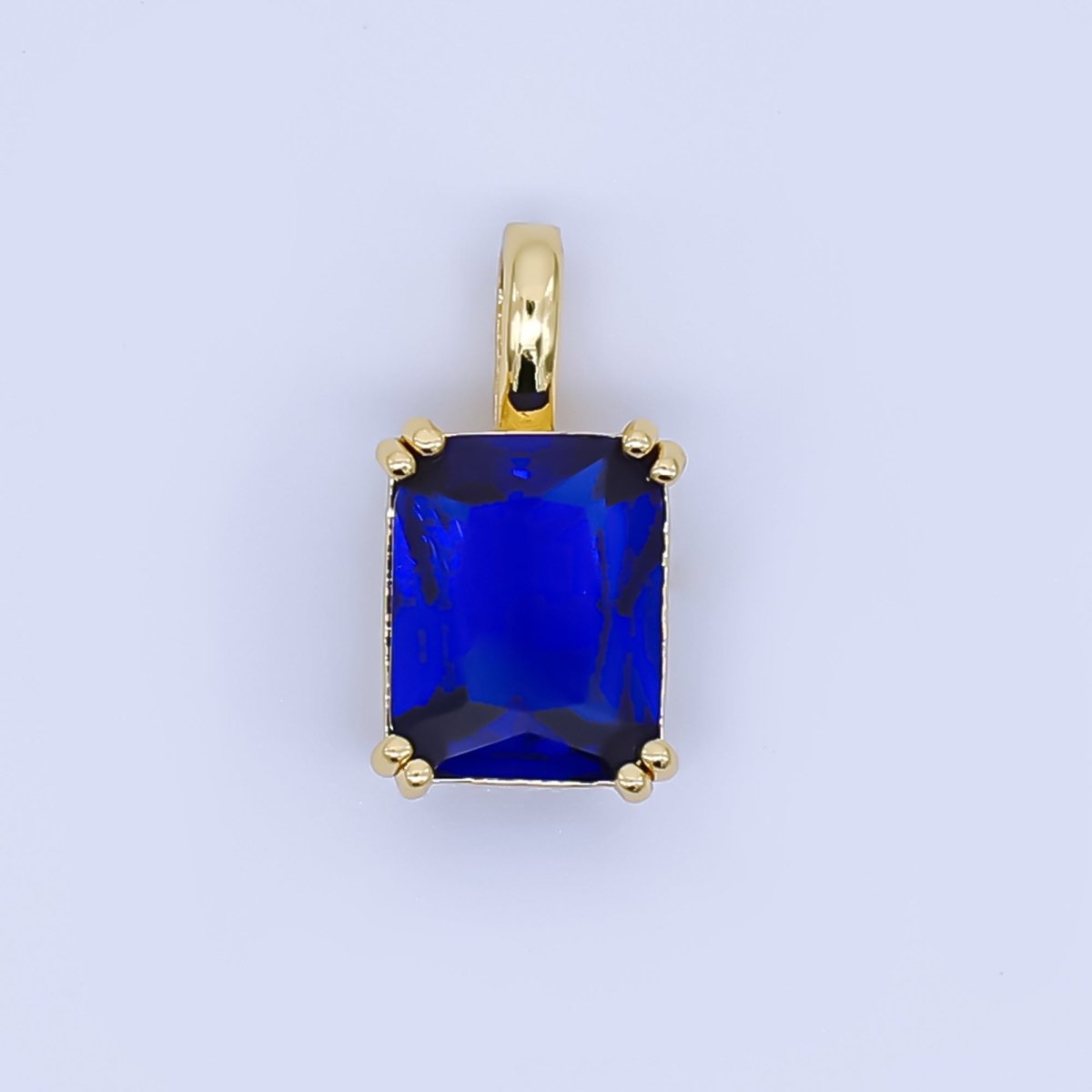 24K Gold Filled Birthstone Baguette CZ Pendant in Gold & Silver | AH438 - AH449 - DLUXCA