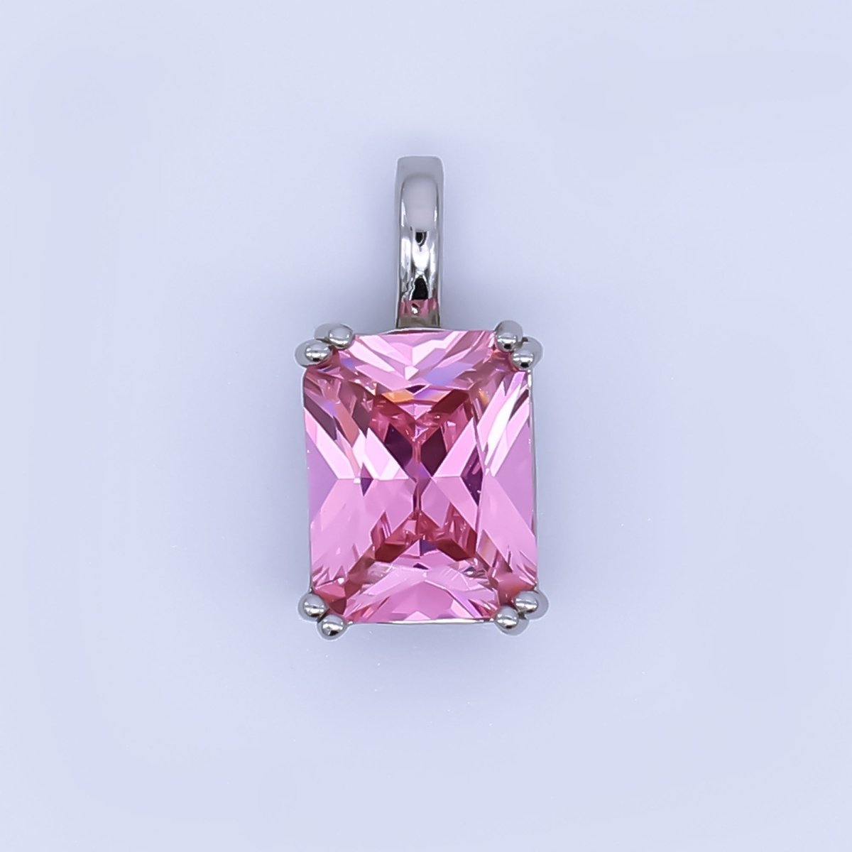 24K Gold Filled Birthstone Baguette CZ Pendant in Gold & Silver | AH438 - AH449 - DLUXCA