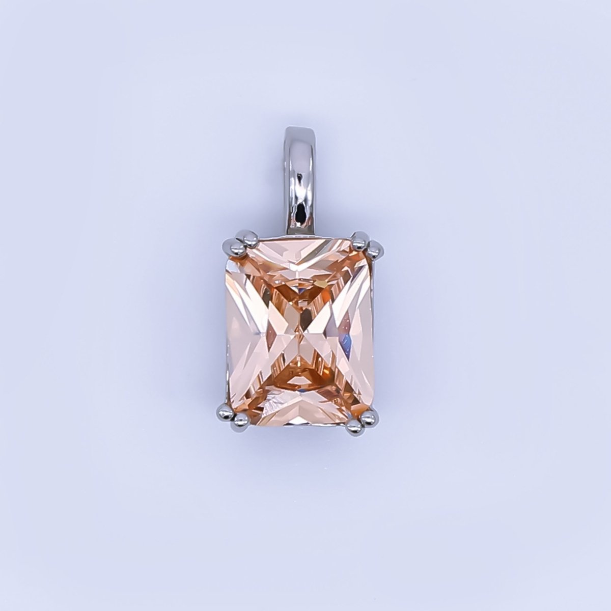 24K Gold Filled Birthstone Baguette CZ Pendant in Gold & Silver | AH438 - AH449 - DLUXCA