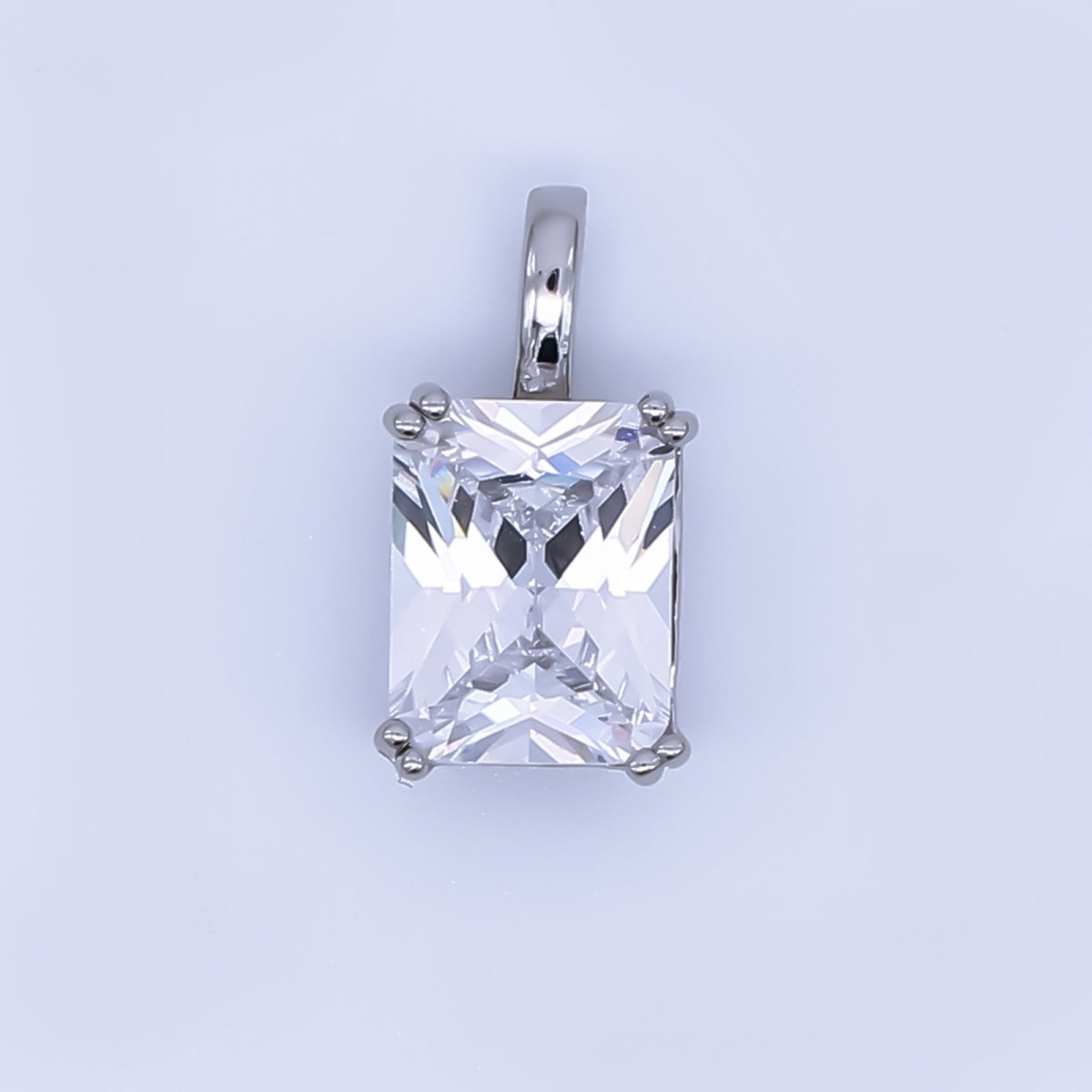 24K Gold Filled Birthstone Baguette CZ Pendant in Gold & Silver | AH438 - AH449 - DLUXCA