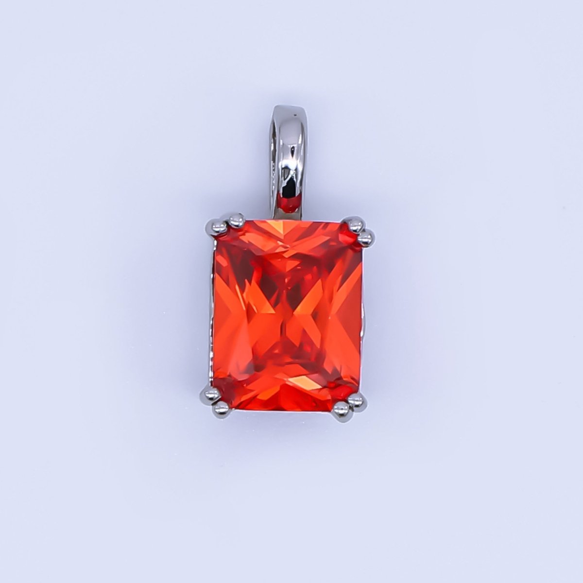 24K Gold Filled Birthstone Baguette CZ Pendant in Gold & Silver | AH438 - AH449 - DLUXCA