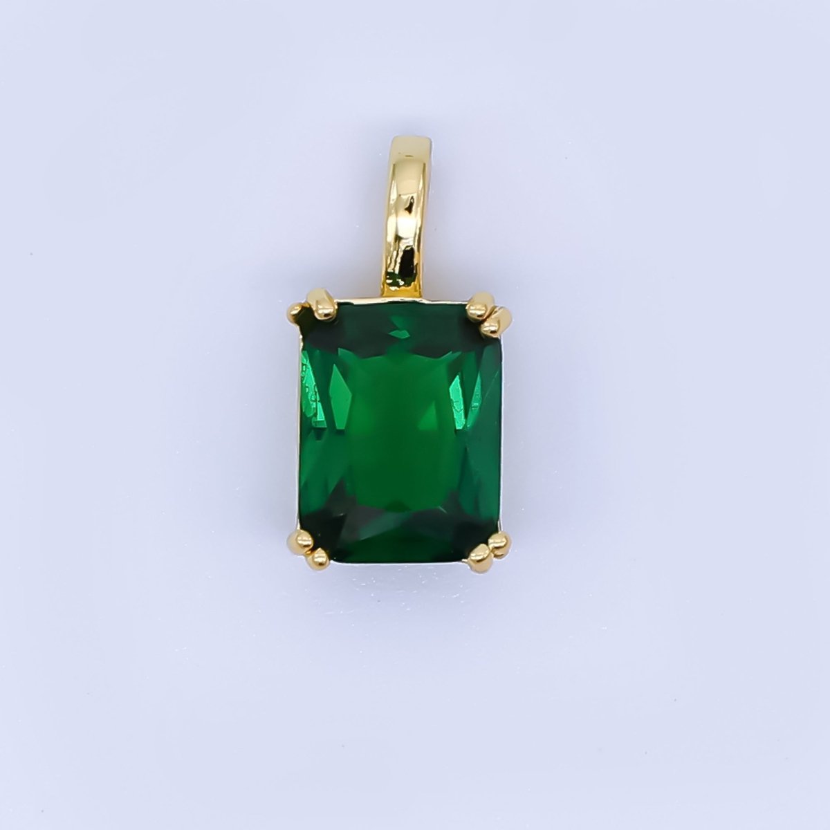 24K Gold Filled Birthstone Baguette CZ Pendant in Gold & Silver | AH438 - AH449 - DLUXCA