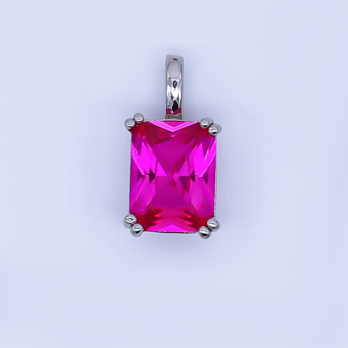 24K Gold Filled Birthstone Baguette CZ Pendant in Gold & Silver | AH438 - AH449 - DLUXCA