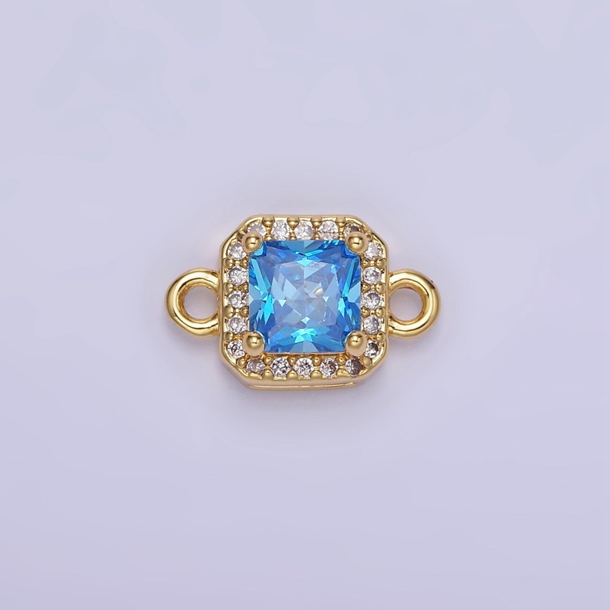 24K Gold Filled Birthstone CZ Micro Paved Square Connector in Gold & Silver | G484 - G495 - DLUXCA