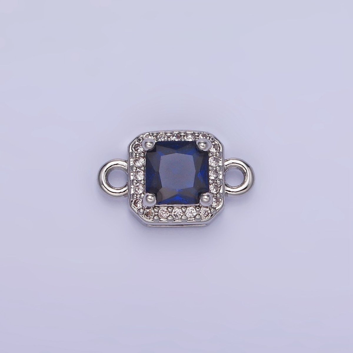 24K Gold Filled Birthstone CZ Micro Paved Square Connector in Gold & Silver | G484 - G495 - DLUXCA