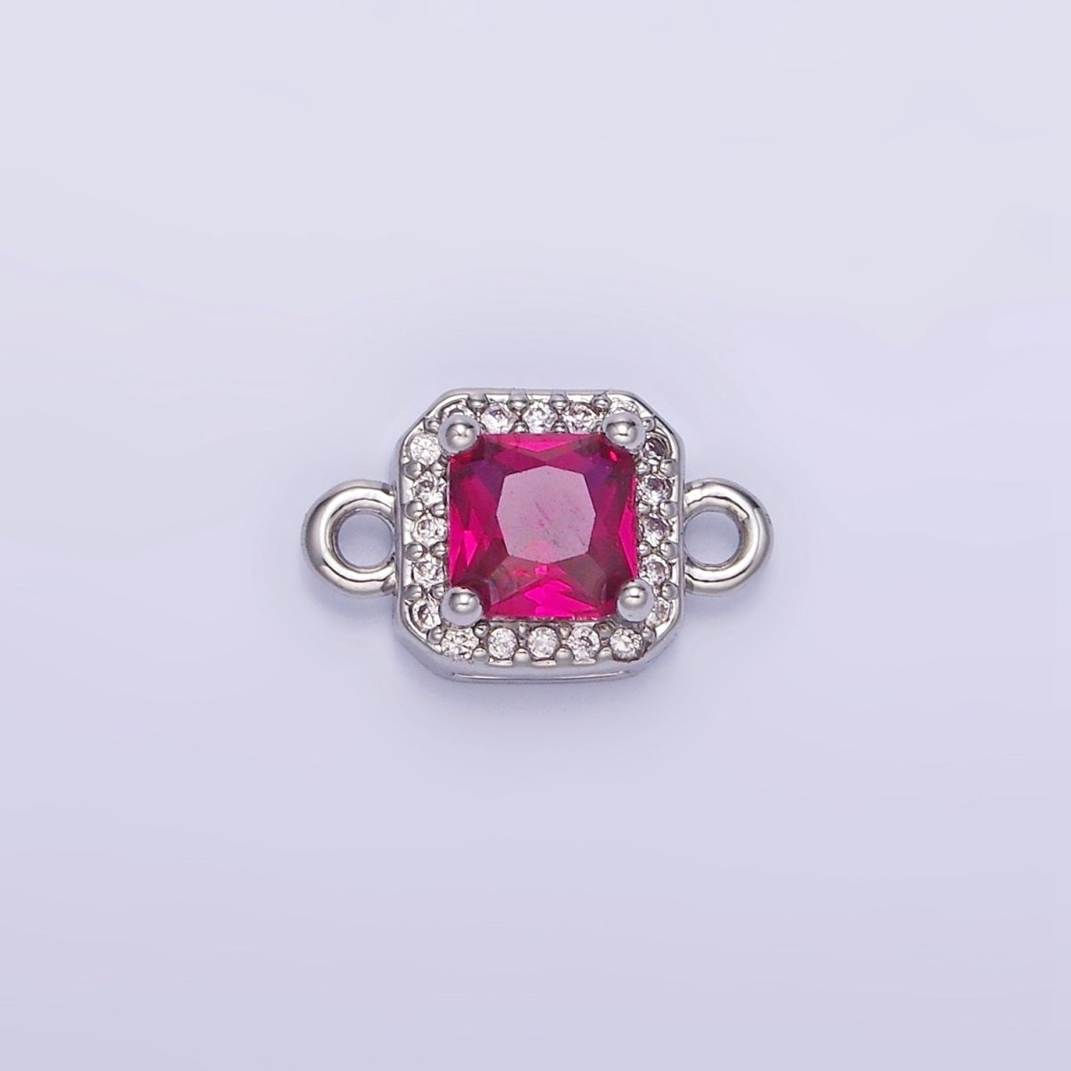 24K Gold Filled Birthstone CZ Micro Paved Square Connector in Gold & Silver | G484 - G495 - DLUXCA