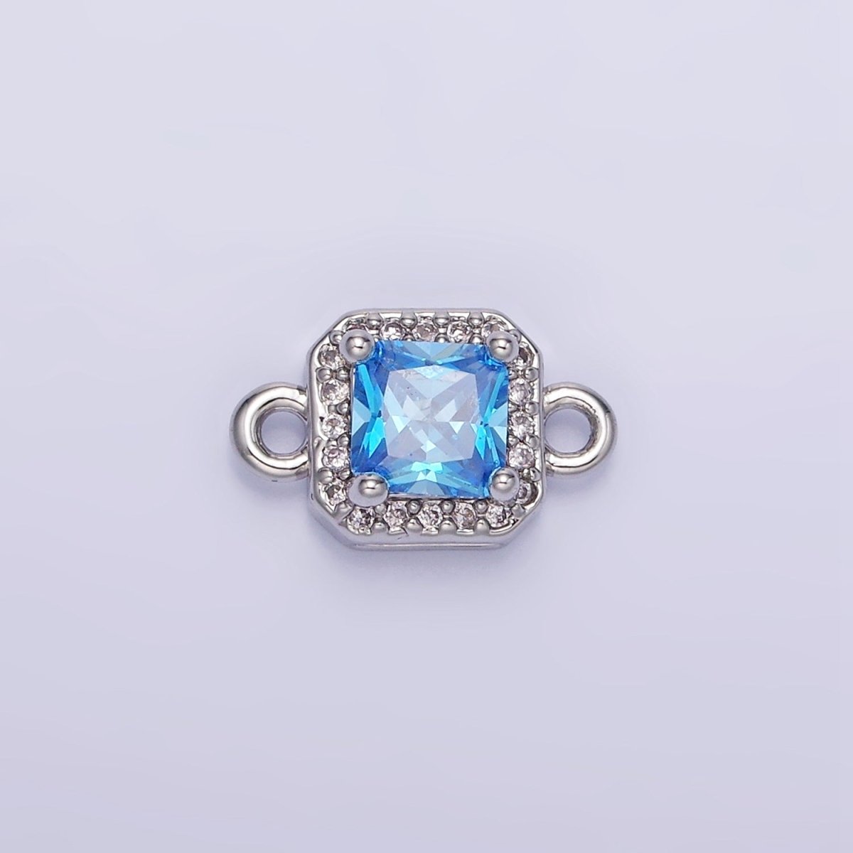 24K Gold Filled Birthstone CZ Micro Paved Square Connector in Gold & Silver | G484 - G495 - DLUXCA