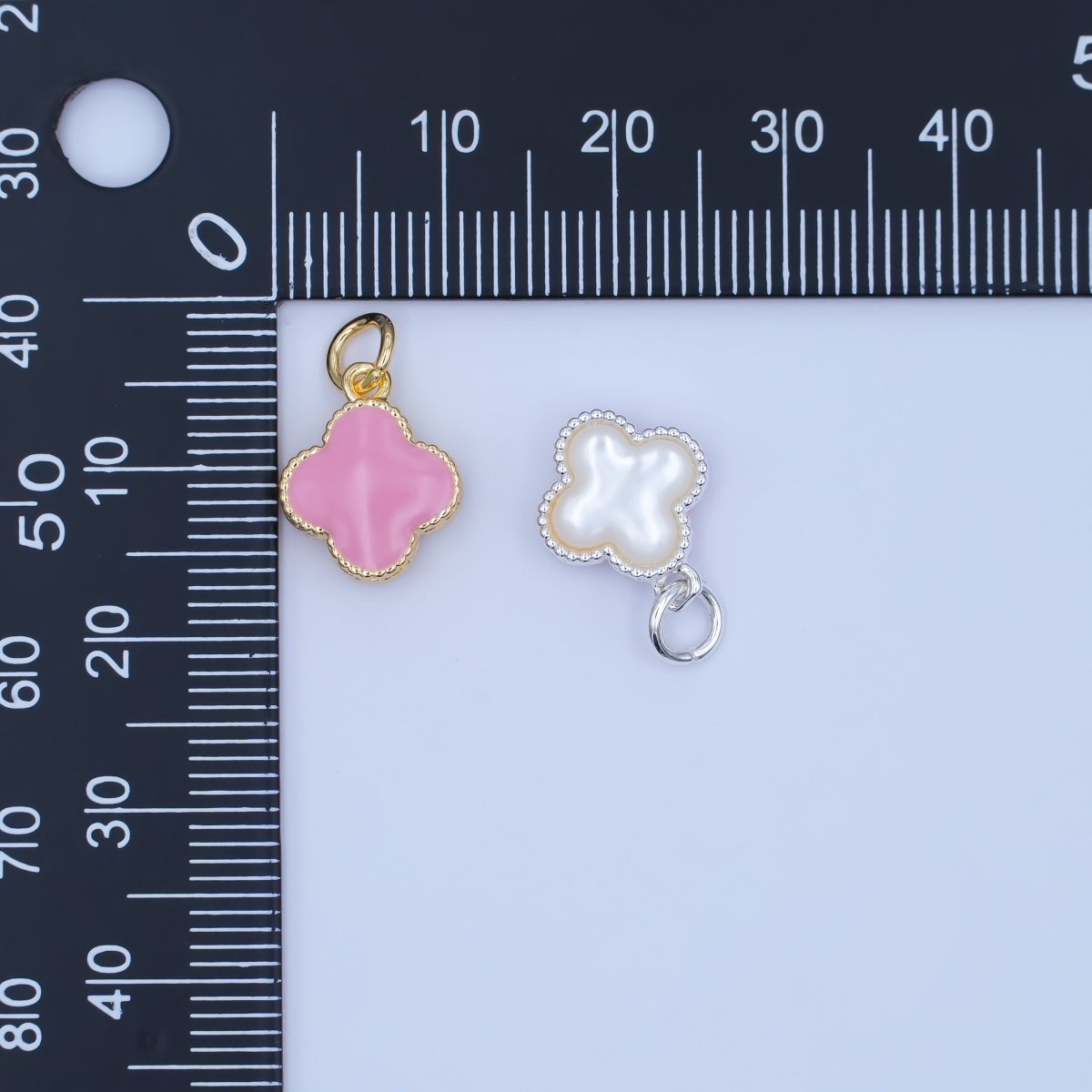 24K Gold Filled Black, Blue, Pink, Purple Clover Charm in Gold & Silver | C693 C696 C737 C738 - DLUXCA