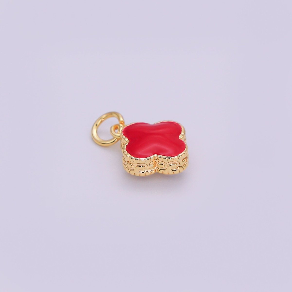 24K Gold Filled Black, Blue, Pink, Purple Clover Charm in Gold & Silver | C693 C696 C737 C738 - DLUXCA