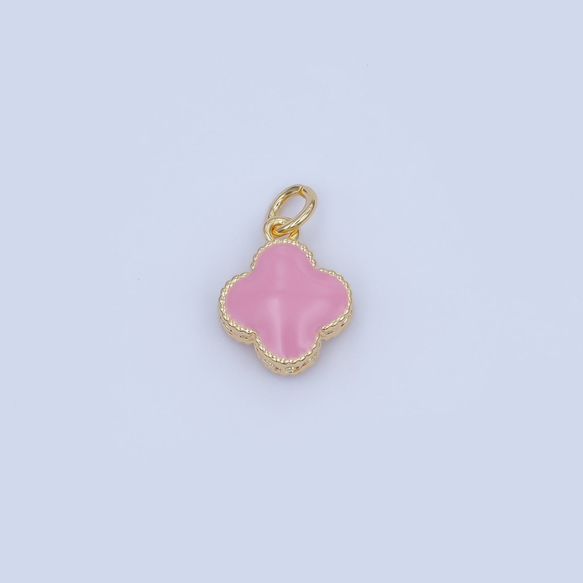 24K Gold Filled Black, Blue, Pink, Purple Clover Charm in Gold & Silver | C693 C696 C737 C738 - DLUXCA