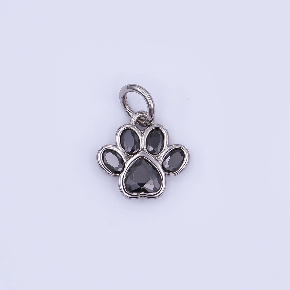24K Gold Filled Black, Clear, Pink CZ Paw Print Charm in Gold & Silver | AF454 - AF456 - DLUXCA