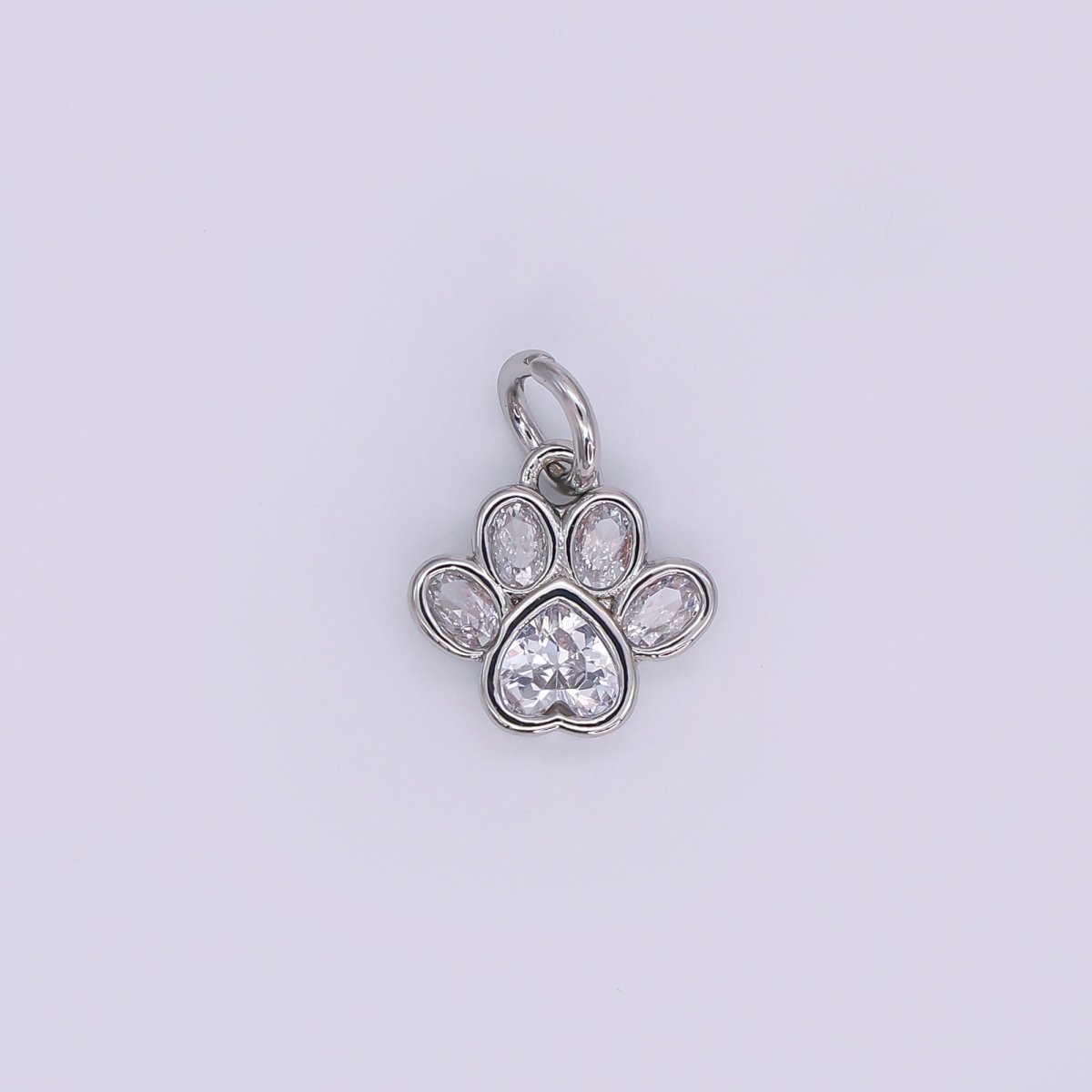 24K Gold Filled Black, Clear, Pink CZ Paw Print Charm in Gold & Silver | AF454 - AF456 - DLUXCA