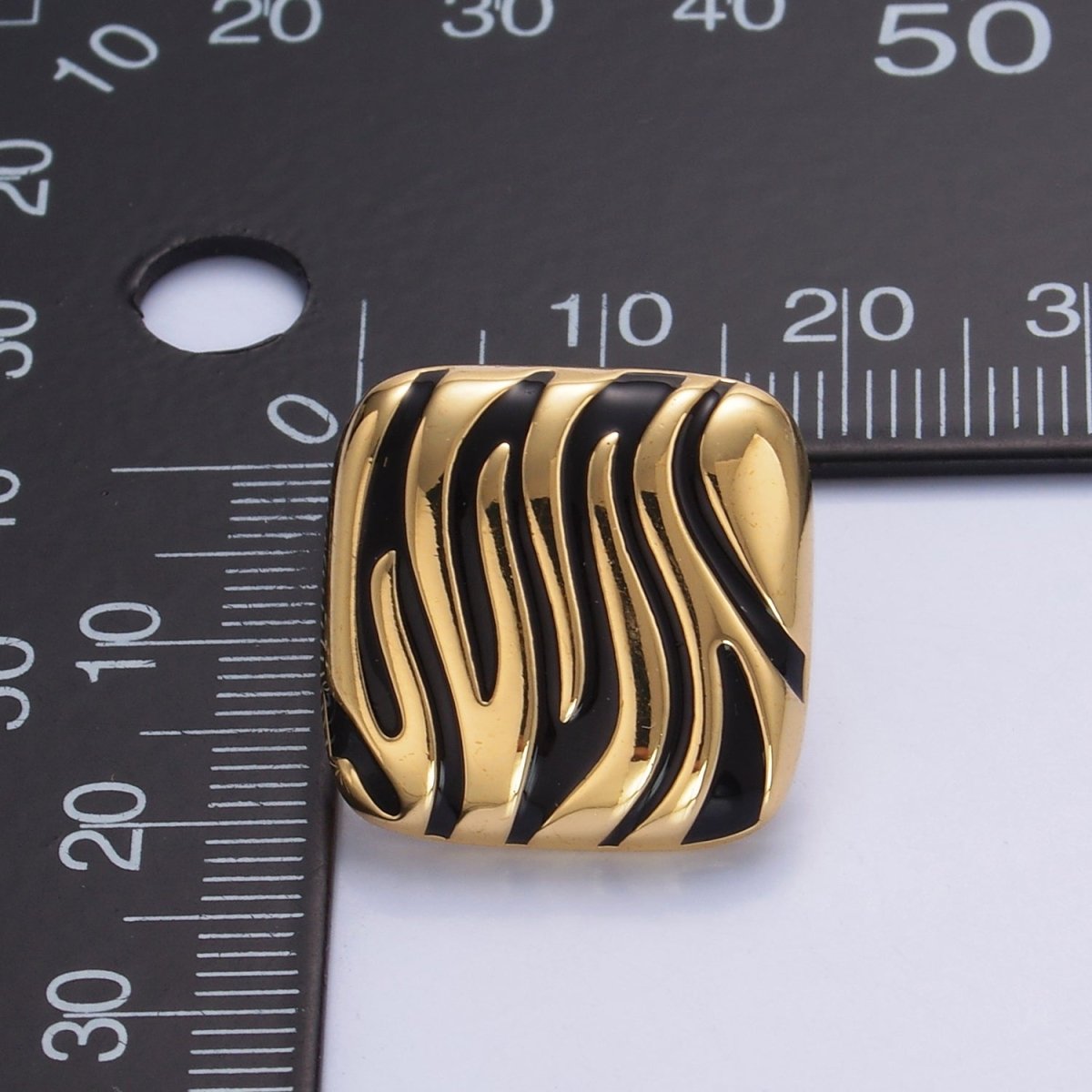 24K Gold Filled Black Enamel Rhombus Stud Earrings | AB924 - DLUXCA