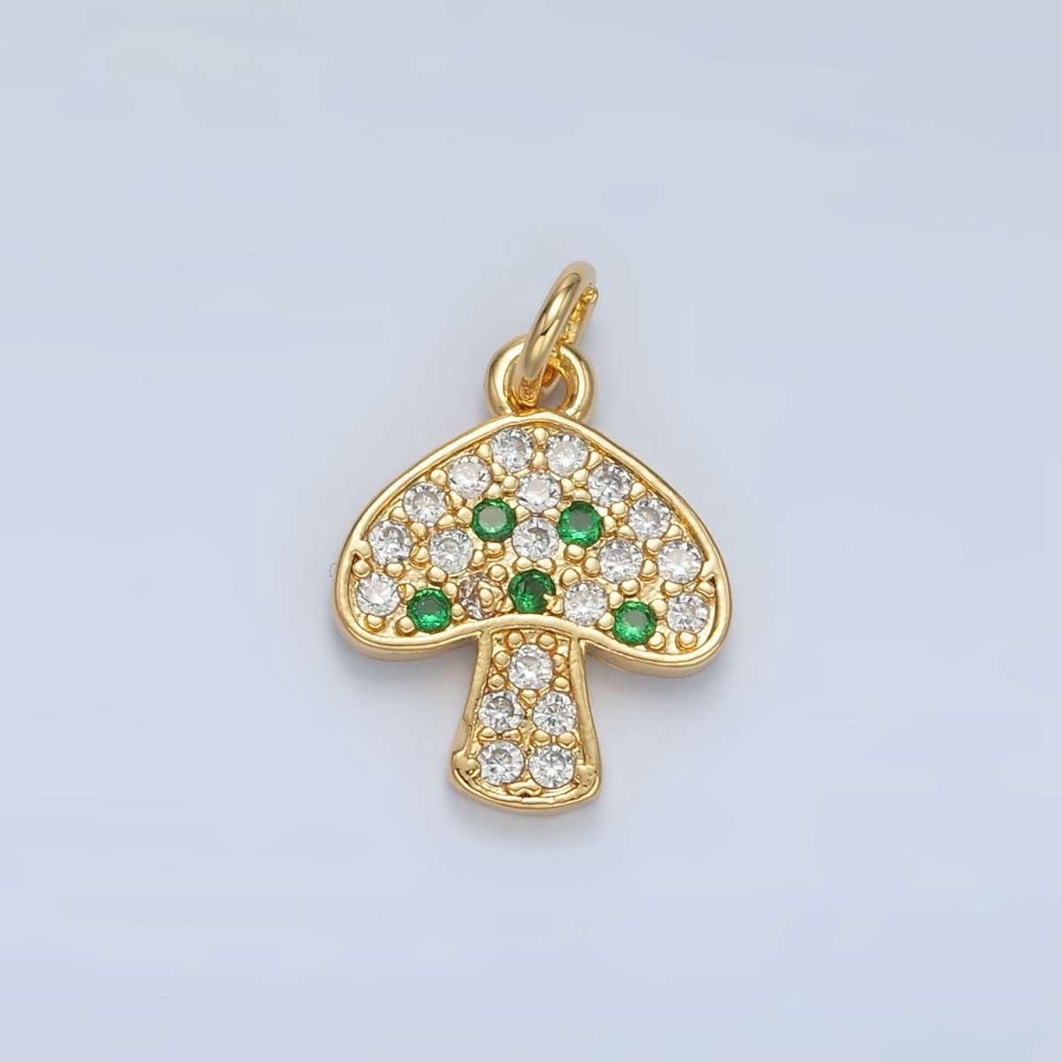 24K Gold Filled Black, Fuchsia, Blue, Green Micro Paved CZ Mushroom Charm | AG852 AG853 - DLUXCA