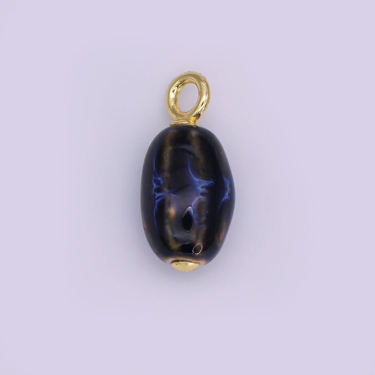 24K Gold Filled Black, Red, Green, Brown Cylinder Ceramic Drop Pendant | N053 - N054 - DLUXCA