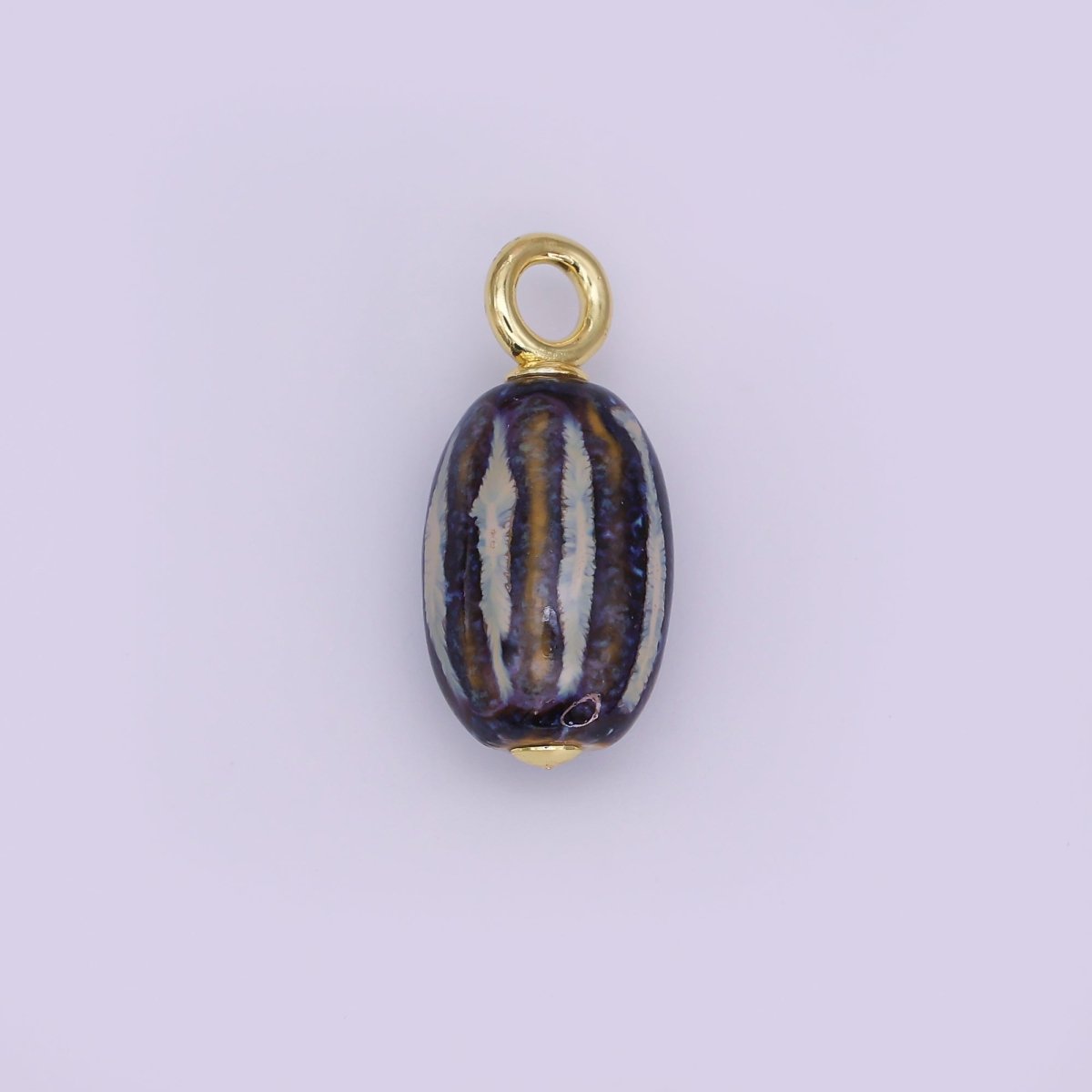 24K Gold Filled Black, Red, Green, Brown Cylinder Ceramic Drop Pendant | N053 - N054 - DLUXCA