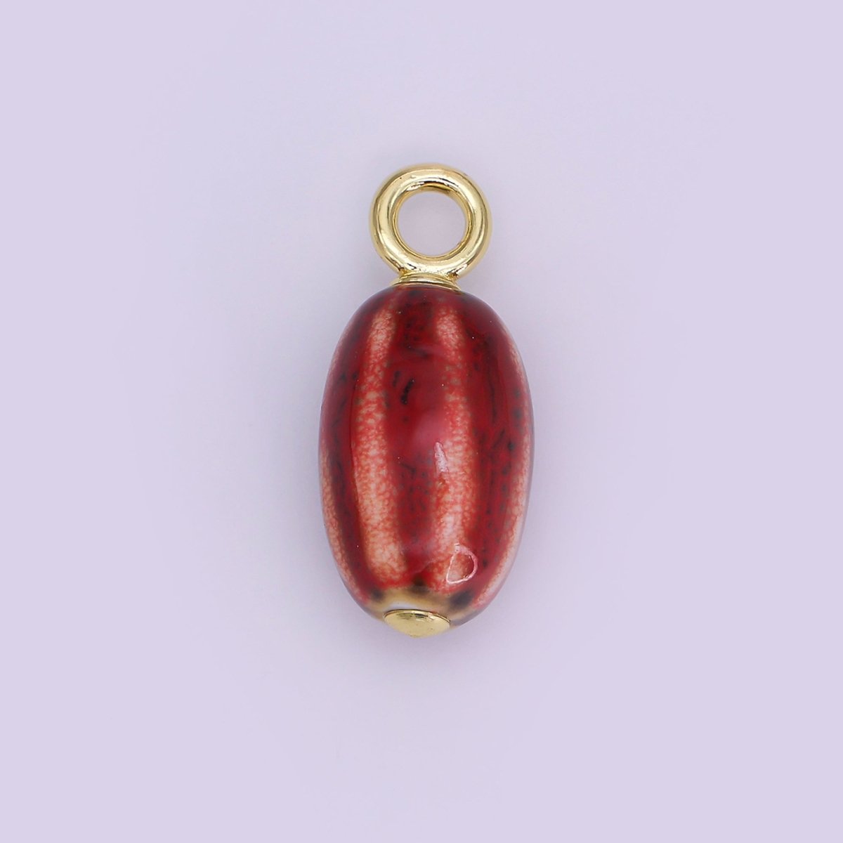 24K Gold Filled Black, Red, Green, Brown Cylinder Ceramic Drop Pendant | N053 - N054 - DLUXCA