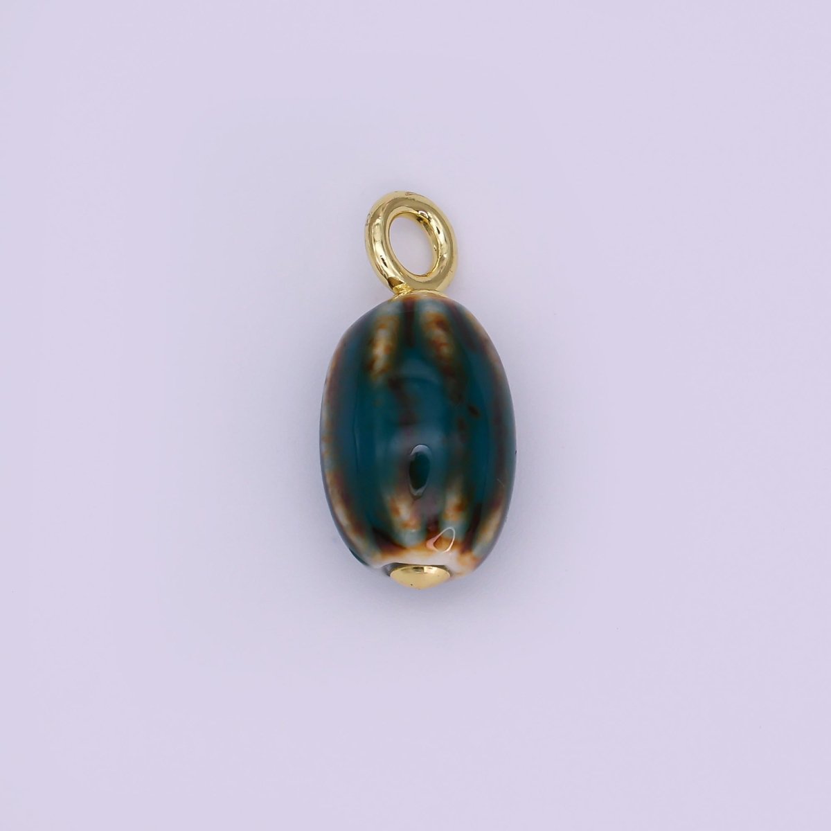 24K Gold Filled Black, Red, Green, Brown Cylinder Ceramic Drop Pendant | N053 - N054 - DLUXCA