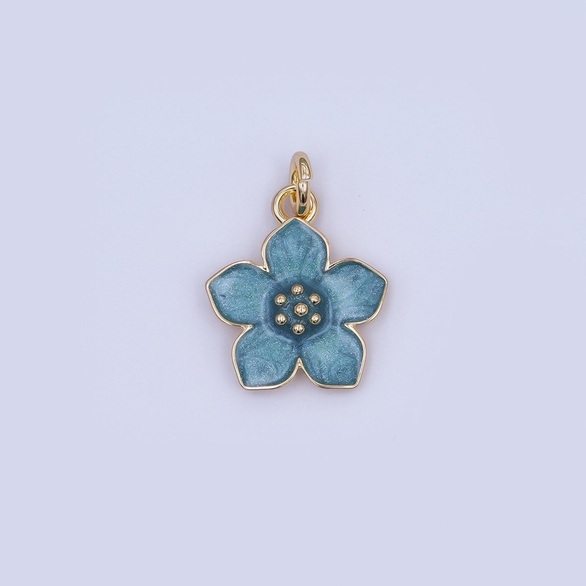 24K Gold Filled Black, White, Purple, Blue Enamel Flower Charm | N120 N121 - DLUXCA