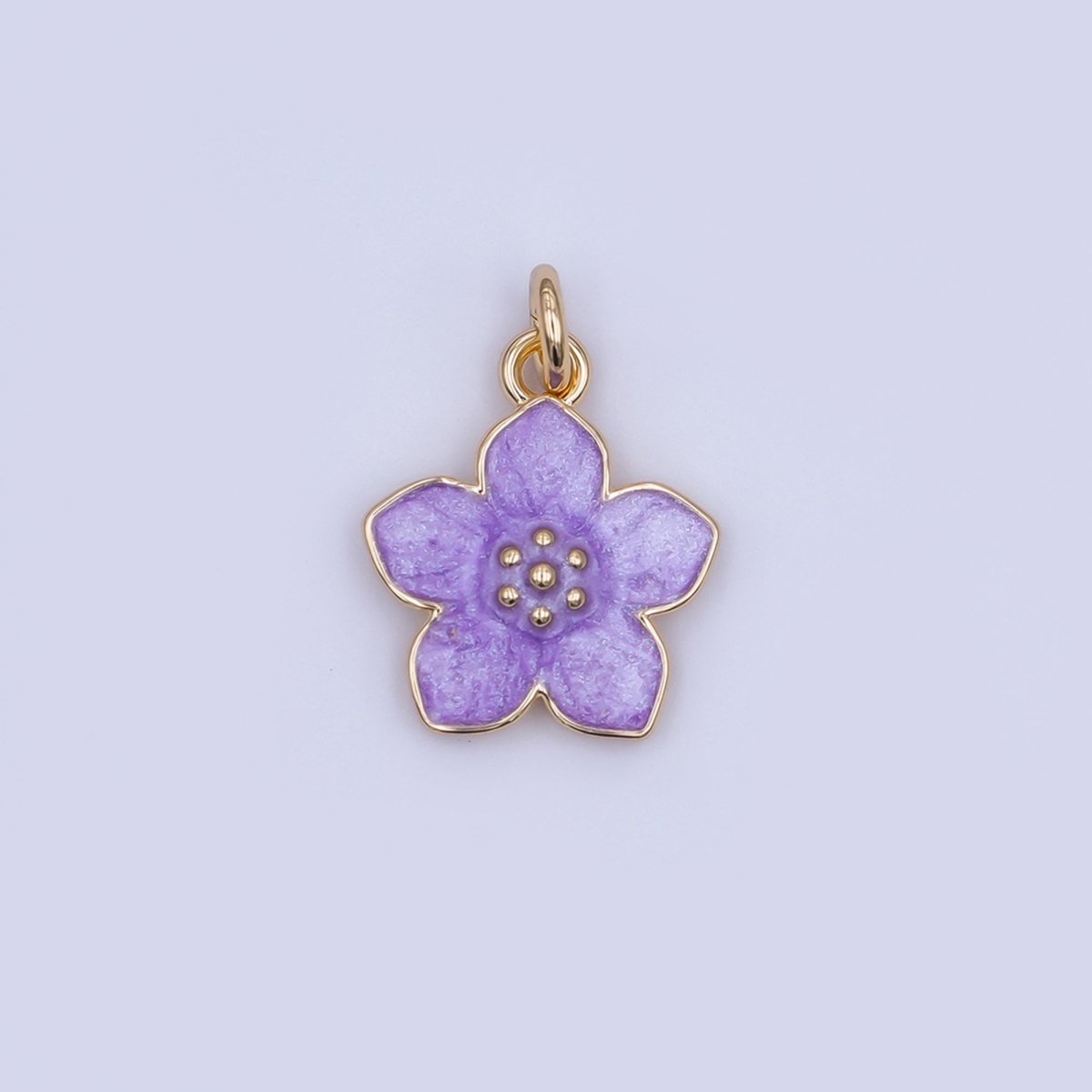 24K Gold Filled Black, White, Purple, Blue Enamel Flower Charm | N120 N121 - DLUXCA