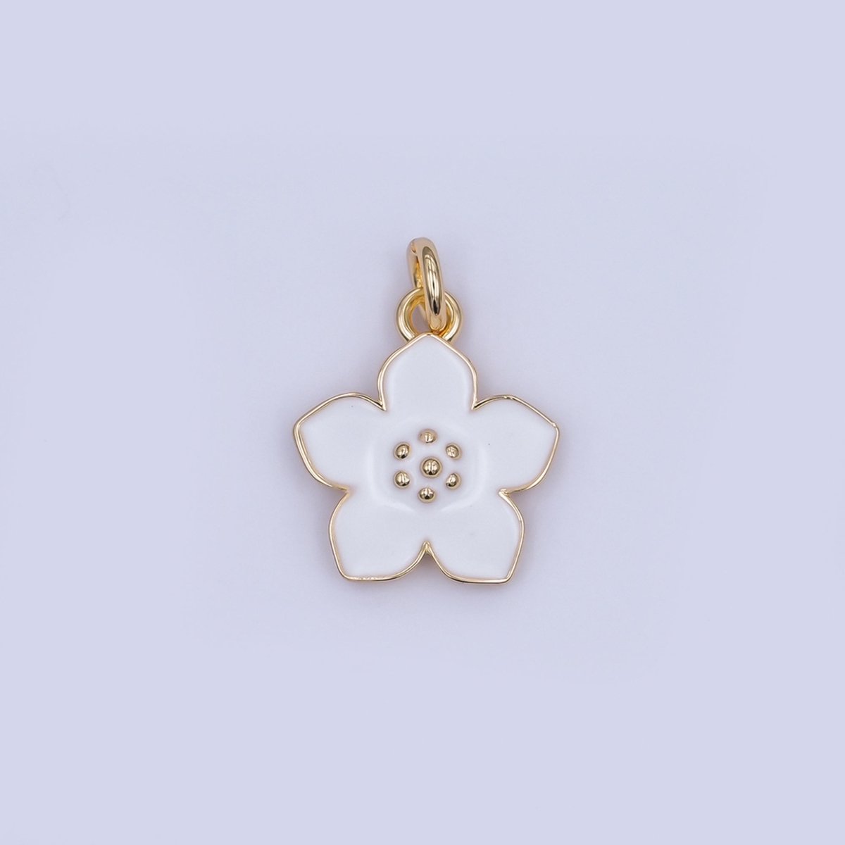 24K Gold Filled Black, White, Purple, Blue Enamel Flower Charm | N120 N121 - DLUXCA