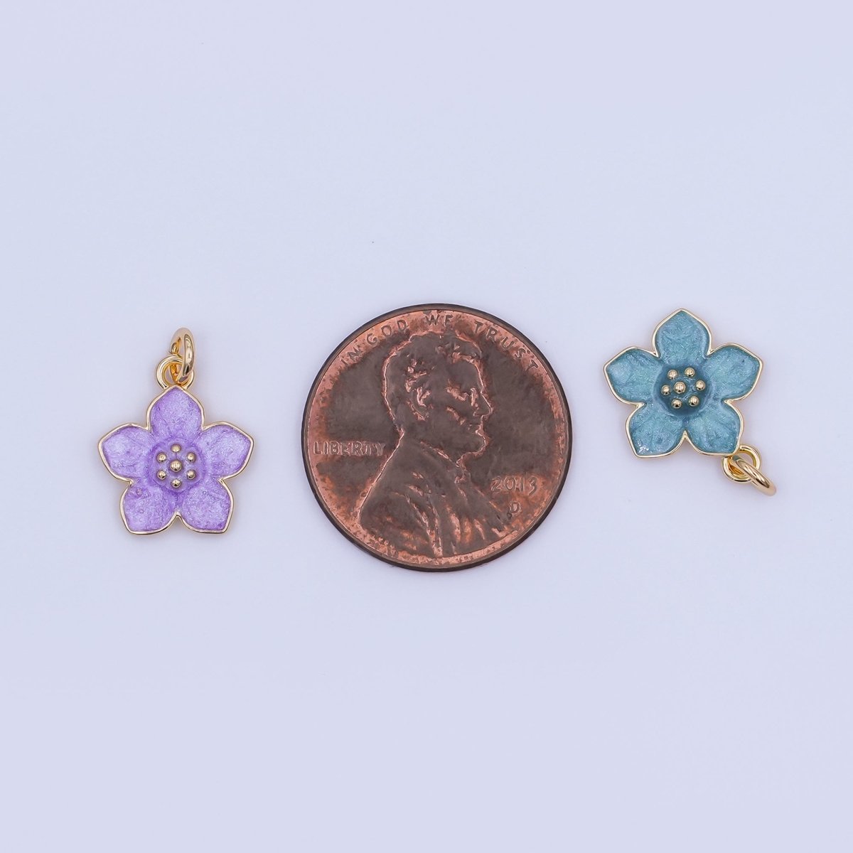 24K Gold Filled Black, White, Purple, Blue Enamel Flower Charm | N120 N121 - DLUXCA