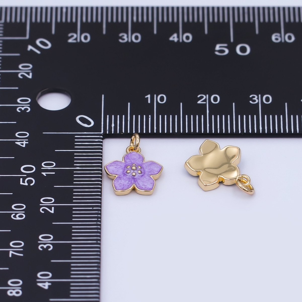 24K Gold Filled Black, White, Purple, Blue Enamel Flower Charm | N120 N121 - DLUXCA