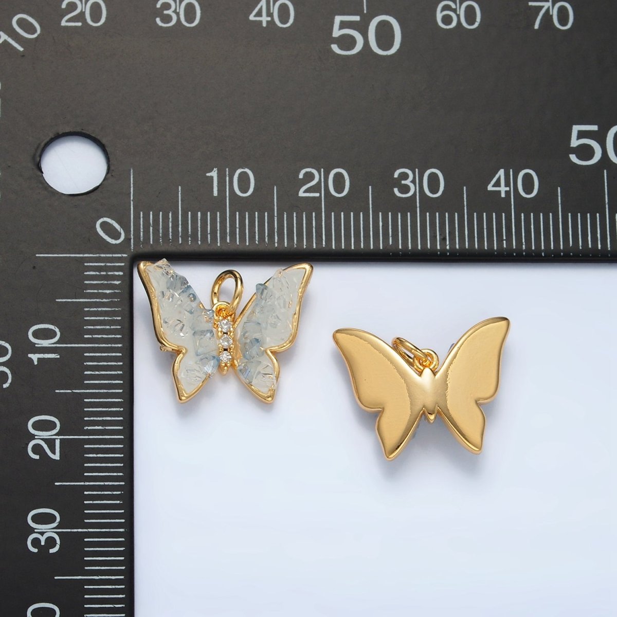 24K Gold Filled Blue Agate Enamel Butterfly Insect Charm | AG933 - DLUXCA