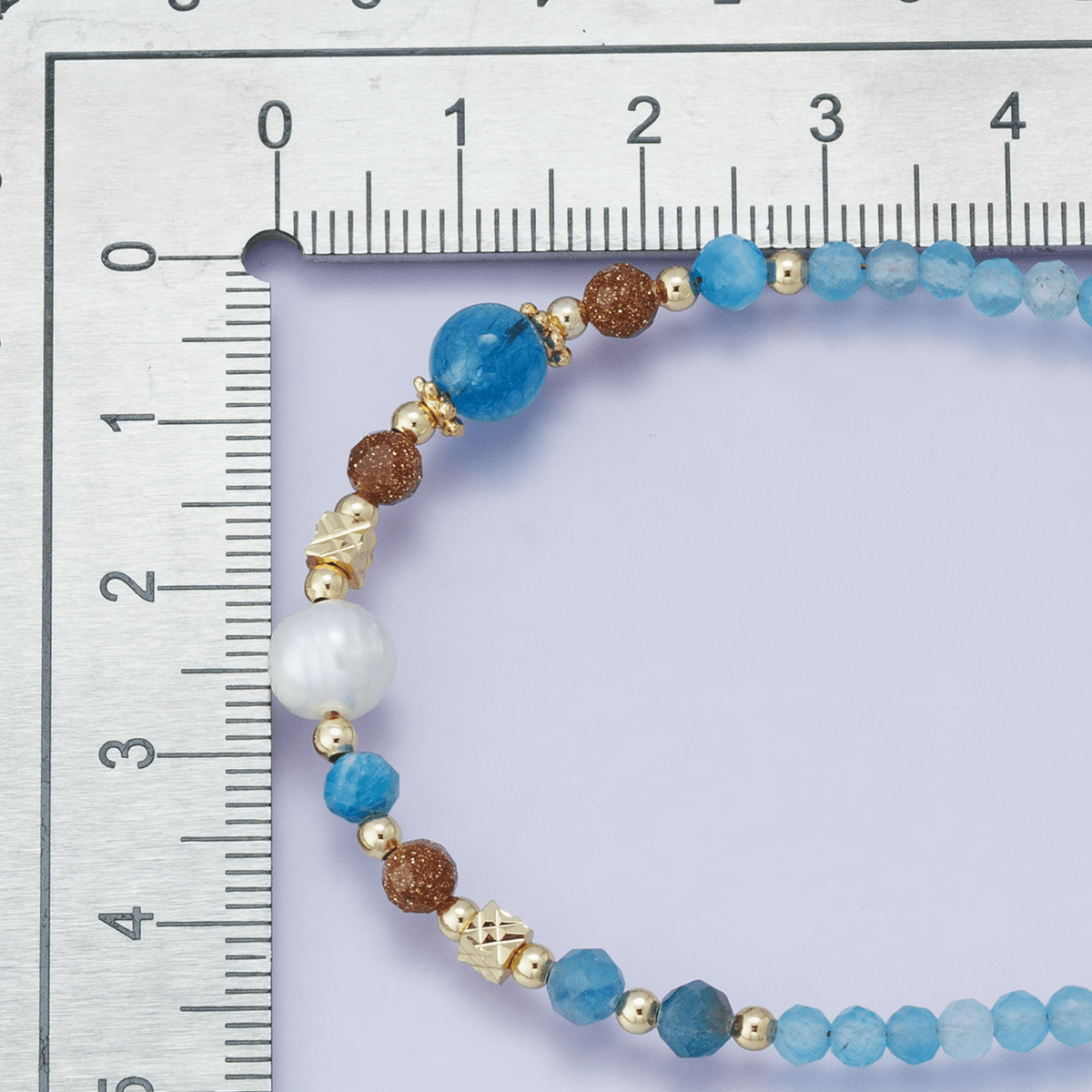 24K Gold Filled Blue Aquamarine Multifaceted Gemstone Bead Curb Chain Half 16 Inch Necklace w. Extender | WA - 04204 - DLUXCA