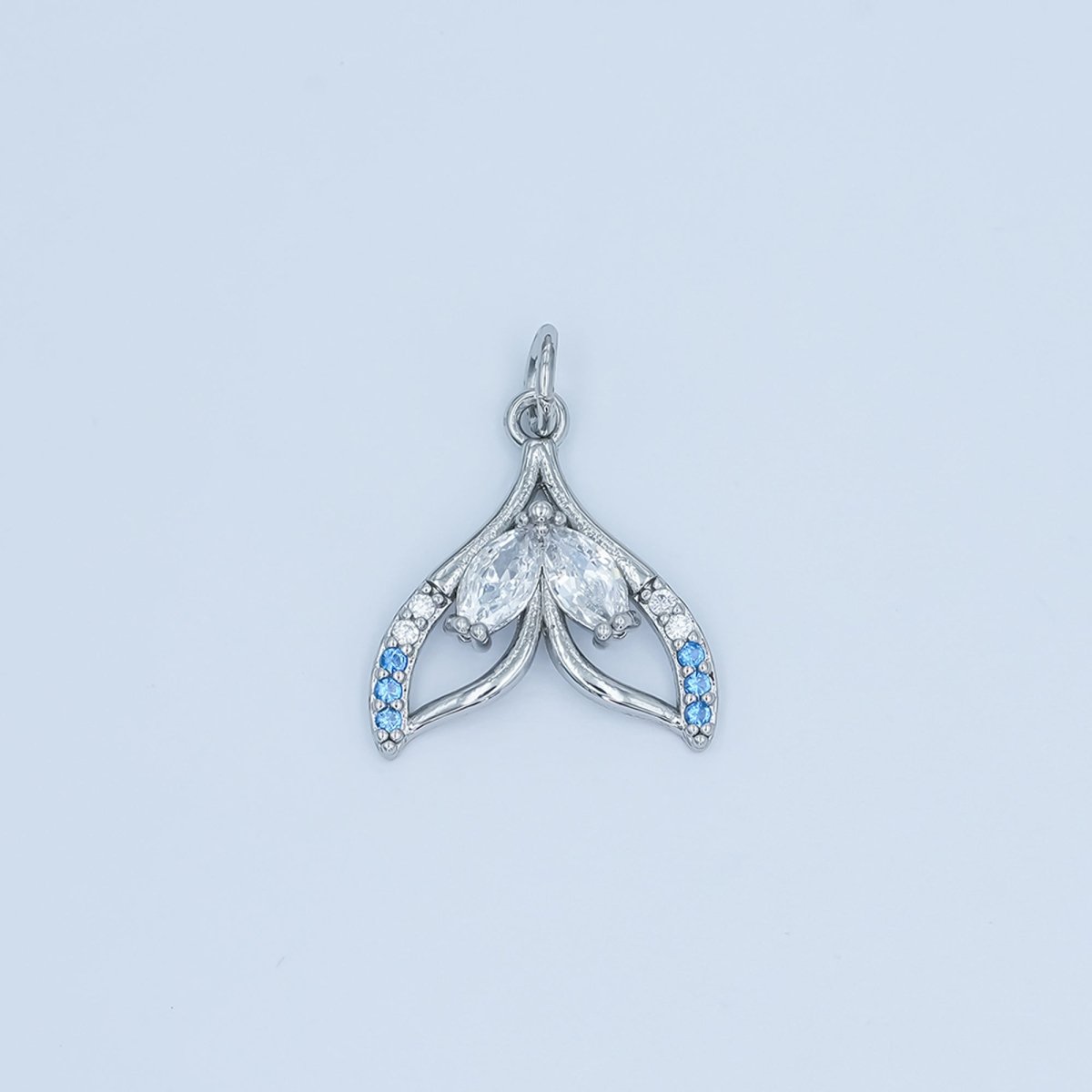 24K Gold Filled Blue Gradient Teardrop Micro Paved Tail Charm in Gold & Silver | C815 - DLUXCA