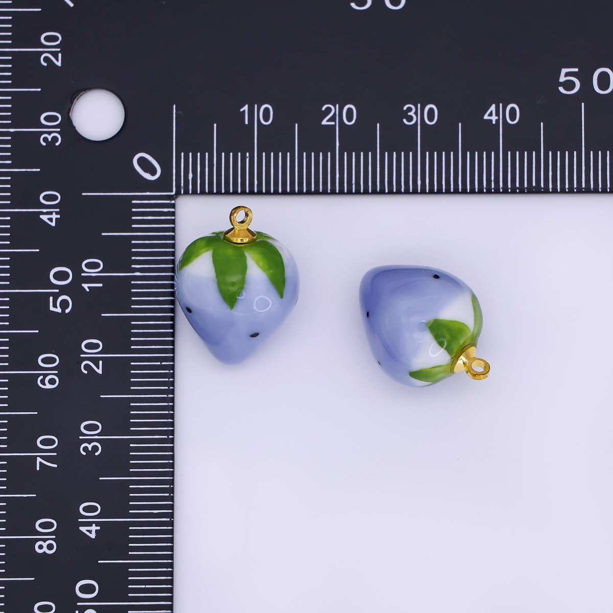 24K Gold Filled Blue, Green, White, Yellow Strawberry Ceramic Charm | N148 N149 - DLUXCA
