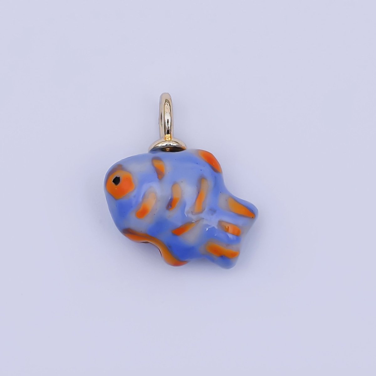 24K Gold Filled Blue, Green, Yellow Fish Ceramic Drop Pendant | N139 N140 - DLUXCA