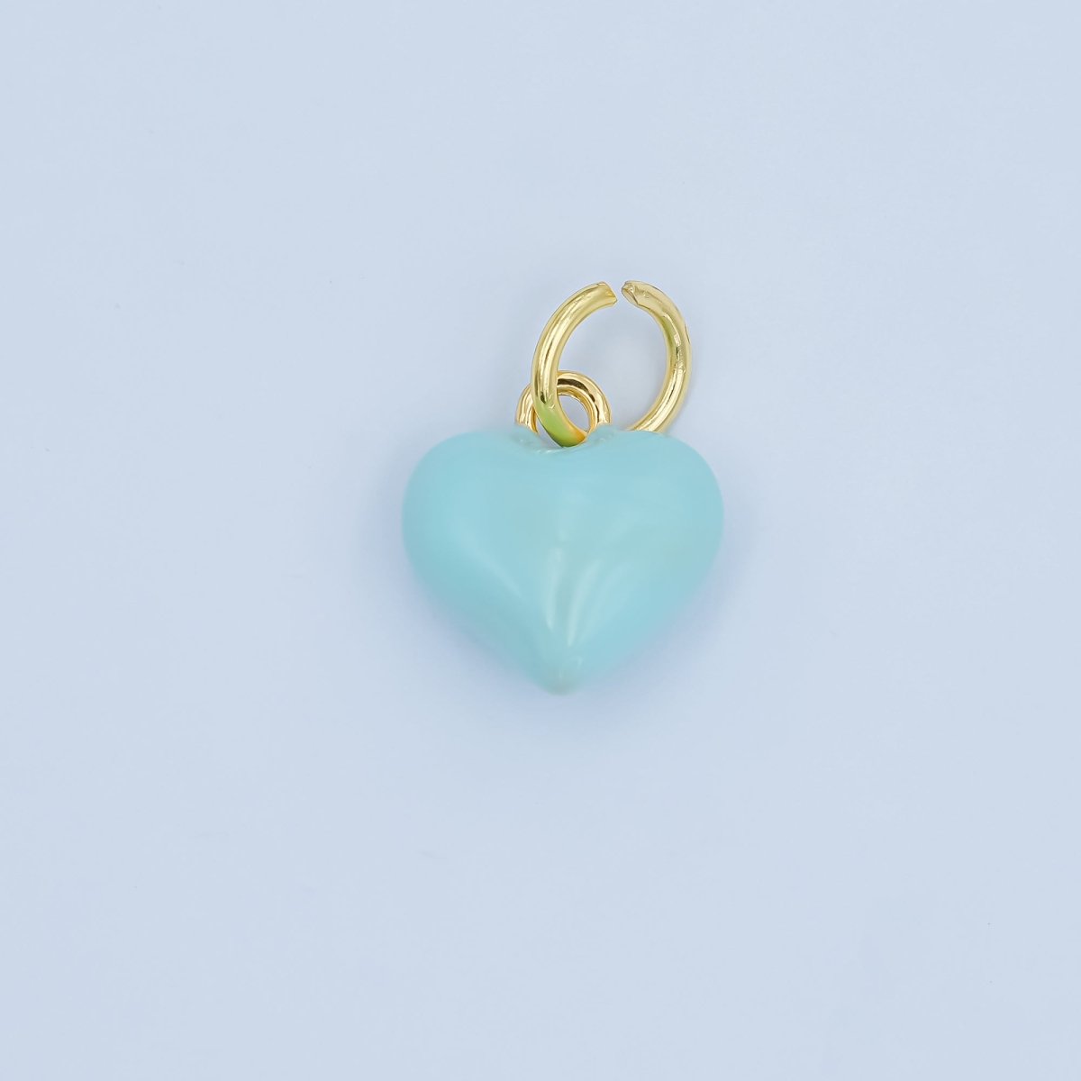 24K Gold Filled Blue, Pink Enamel Heart Multidimensional Charm | N078 - DLUXCA