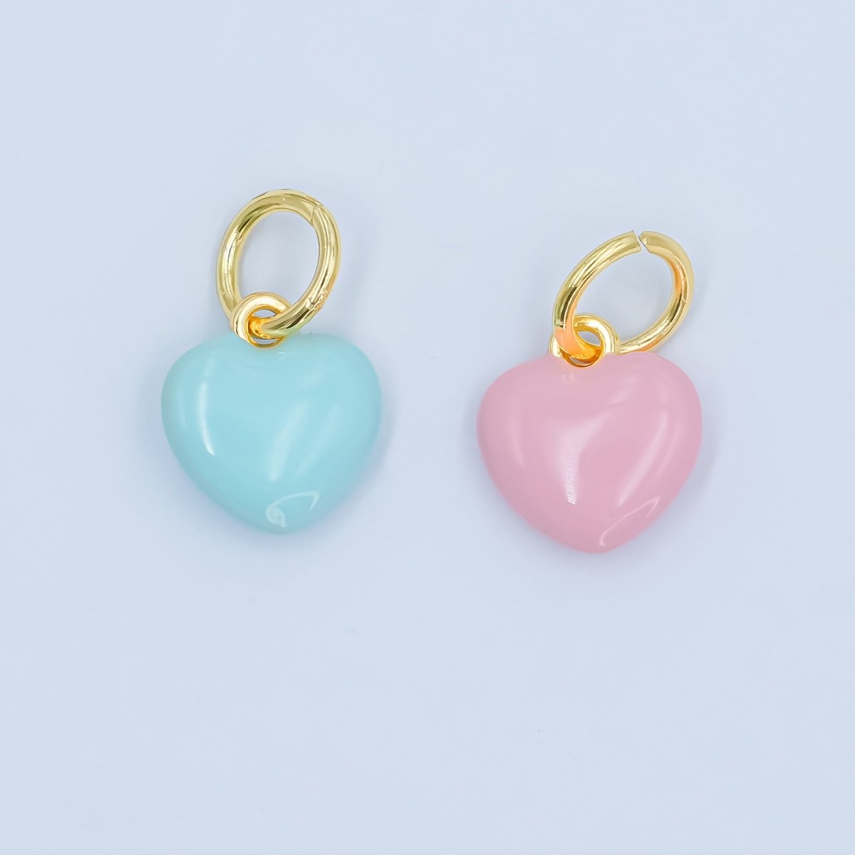 24K Gold Filled Blue, Pink Enamel Heart Multidimensional Charm | N079 - DLUXCA