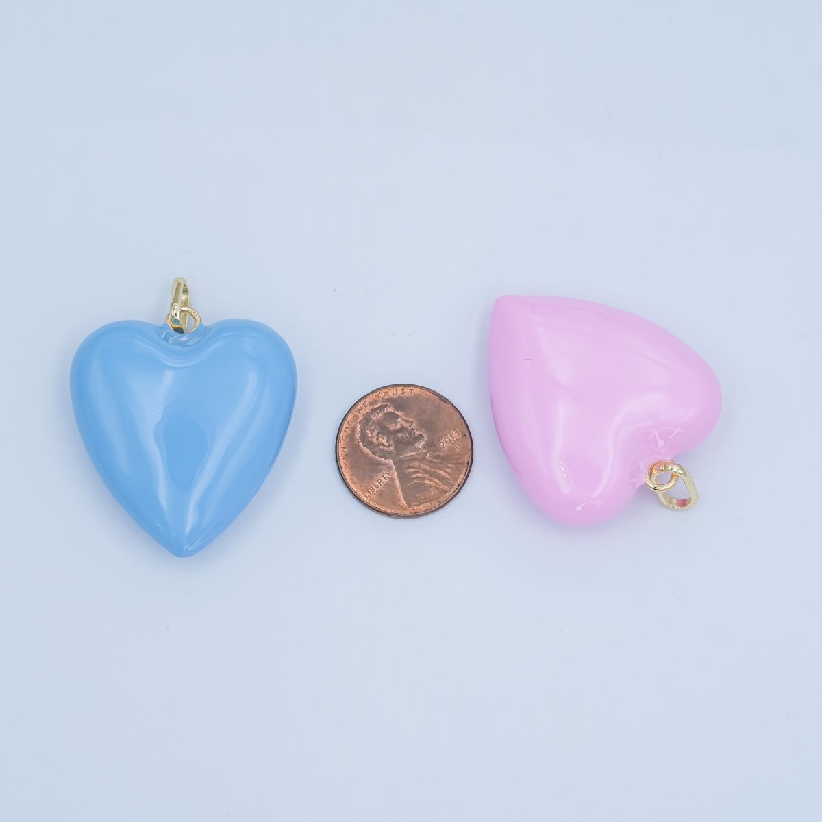 24K Gold Filled Blue, Pink, Purple Enamel Heart Charm | AA1497 - AA1499 - DLUXCA