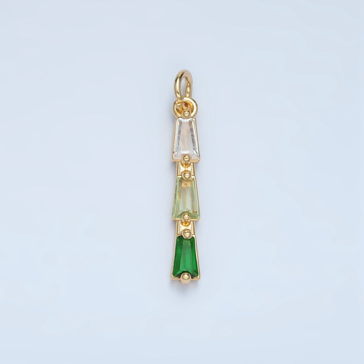 24K Gold Filled Blue, Pink, Purple, Green Gradient Baguette CZ Linear Charm | AG900 AG901 - DLUXCA