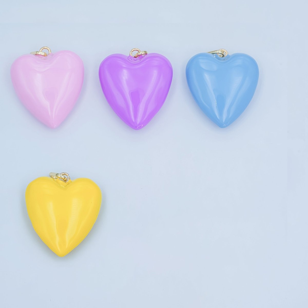 24K Gold Filled Blue, Pink, Purple, Yellow Enamel Heart Charm | AA1497 - AA1499 AA1506 - DLUXCA