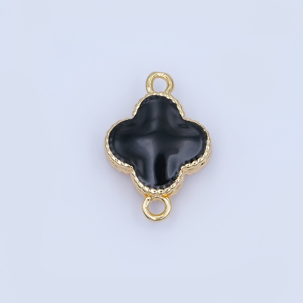 24K Gold Filled Blue, Red, Pink, Purple, Black Clover Hammered Connector | Y017 - Y019 - DLUXCA