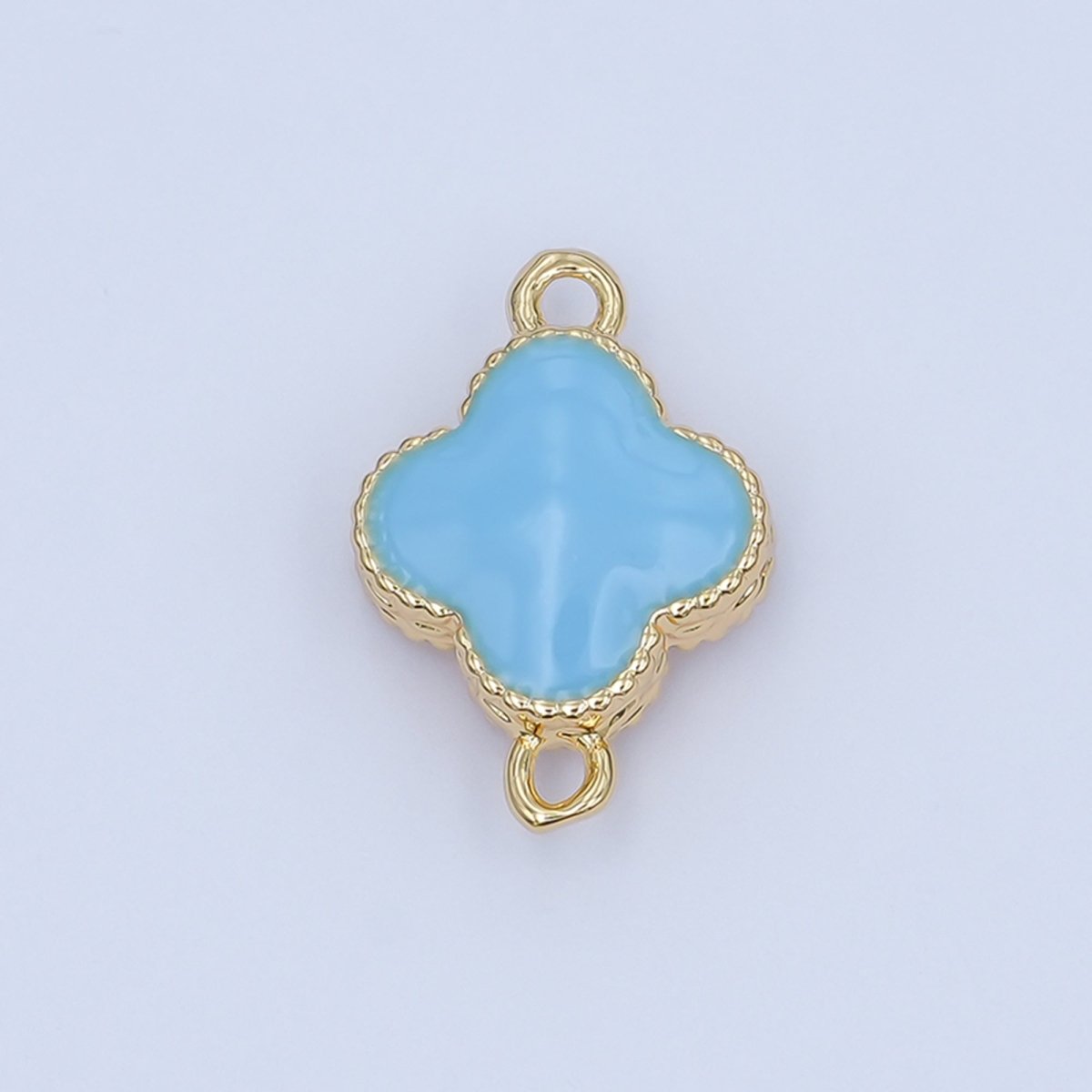 24K Gold Filled Blue, Red, Pink, Purple, Black Clover Hammered Connector | Y017 - Y019 - DLUXCA