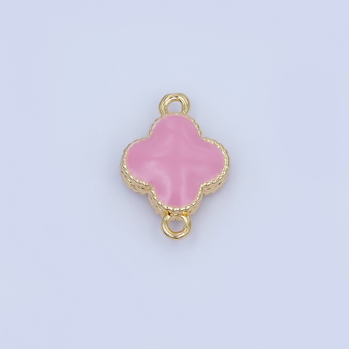 24K Gold Filled Blue, Red, Pink, Purple, Black Clover Hammered Connector | Y017 - Y019 - DLUXCA