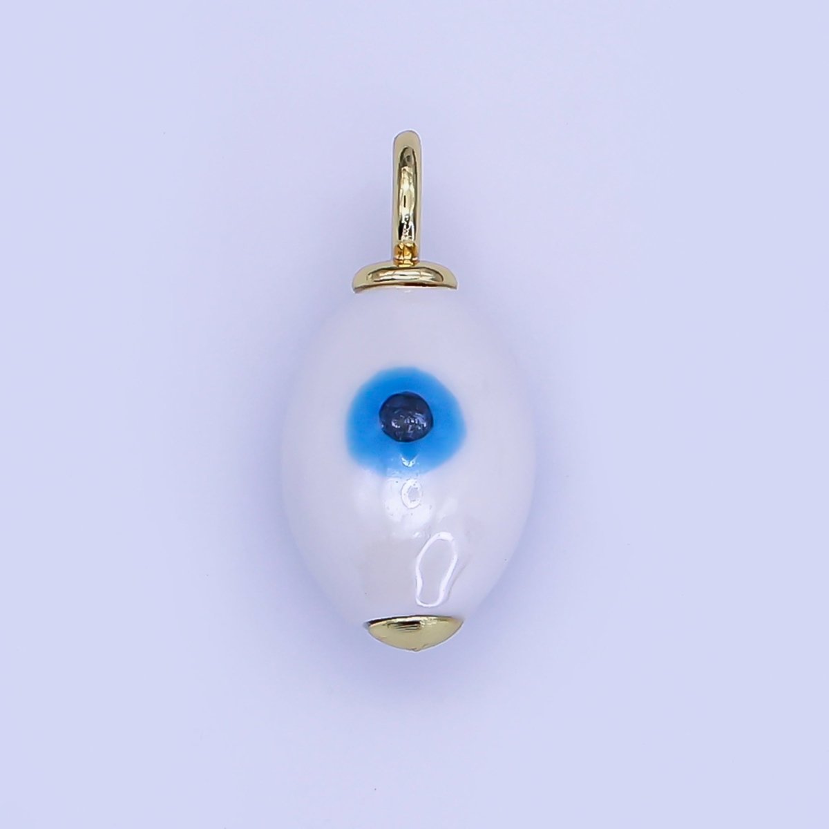 24K Gold Filled Blue, White, Green, Yellow Evil Eye Sphere Ceramic Drop Pendant | C587 C661 - DLUXCA