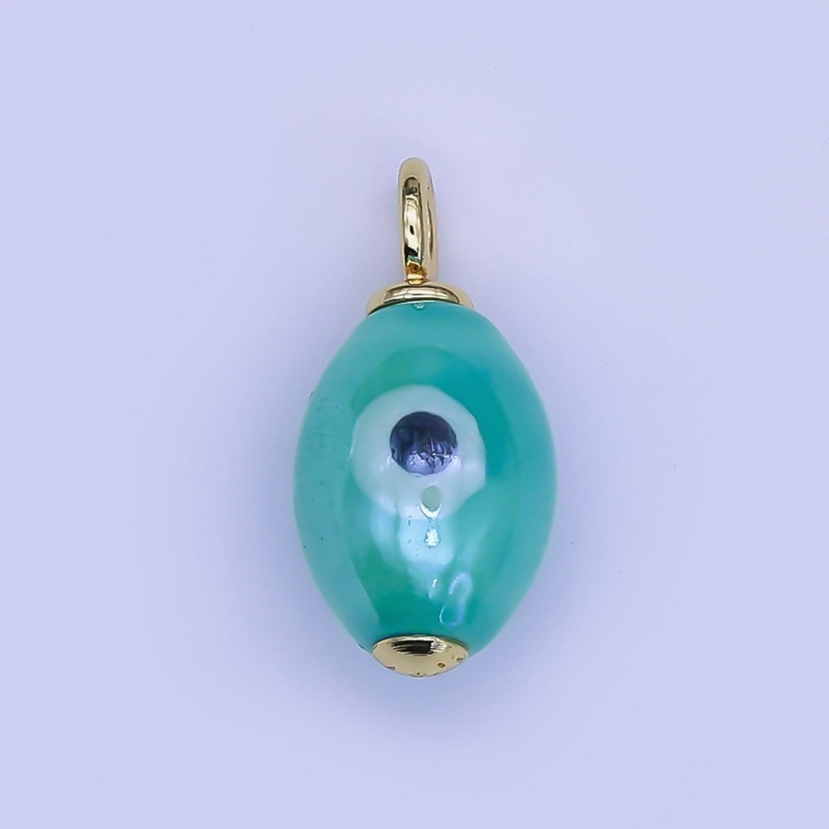 24K Gold Filled Blue, White, Green, Yellow Evil Eye Sphere Ceramic Drop Pendant | C587 C661 - DLUXCA