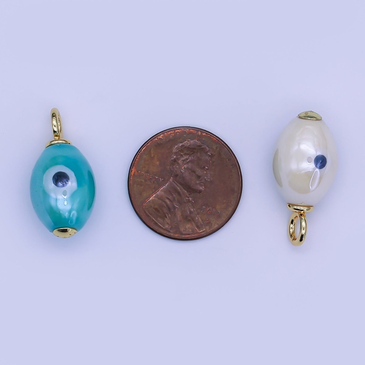 24K Gold Filled Blue, White, Green, Yellow Evil Eye Sphere Ceramic Drop Pendant | C587 C661 - DLUXCA