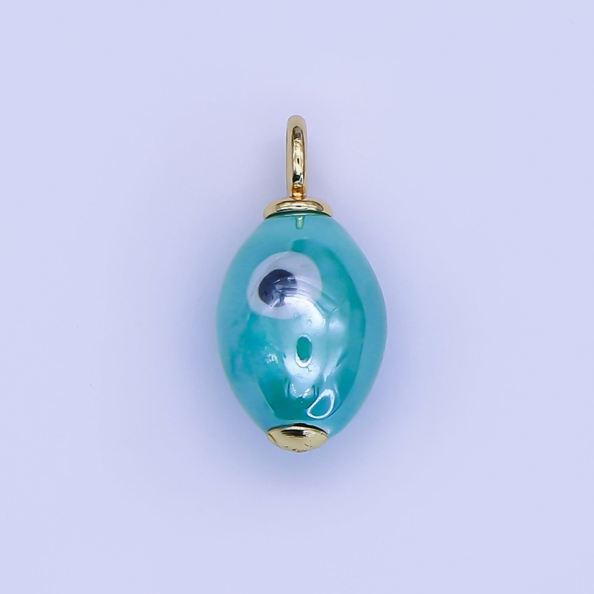 24K Gold Filled Blue, White, Green, Yellow Evil Eye Sphere Ceramic Drop Pendant | C587 C661 - DLUXCA