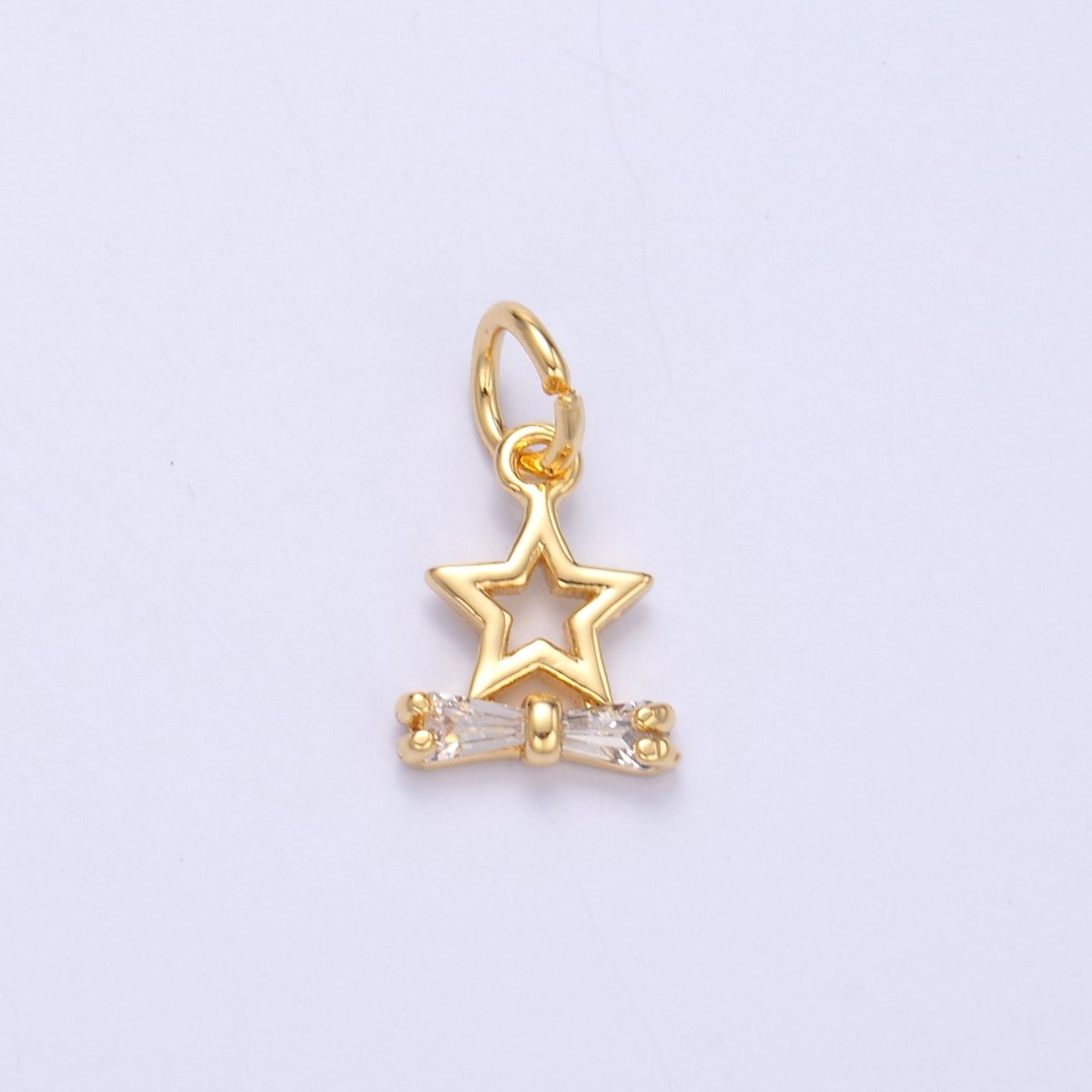 24K Gold Filled Bow Ribbon Star Celestial Mini Charm in Gold & Silver | C042 - DLUXCA