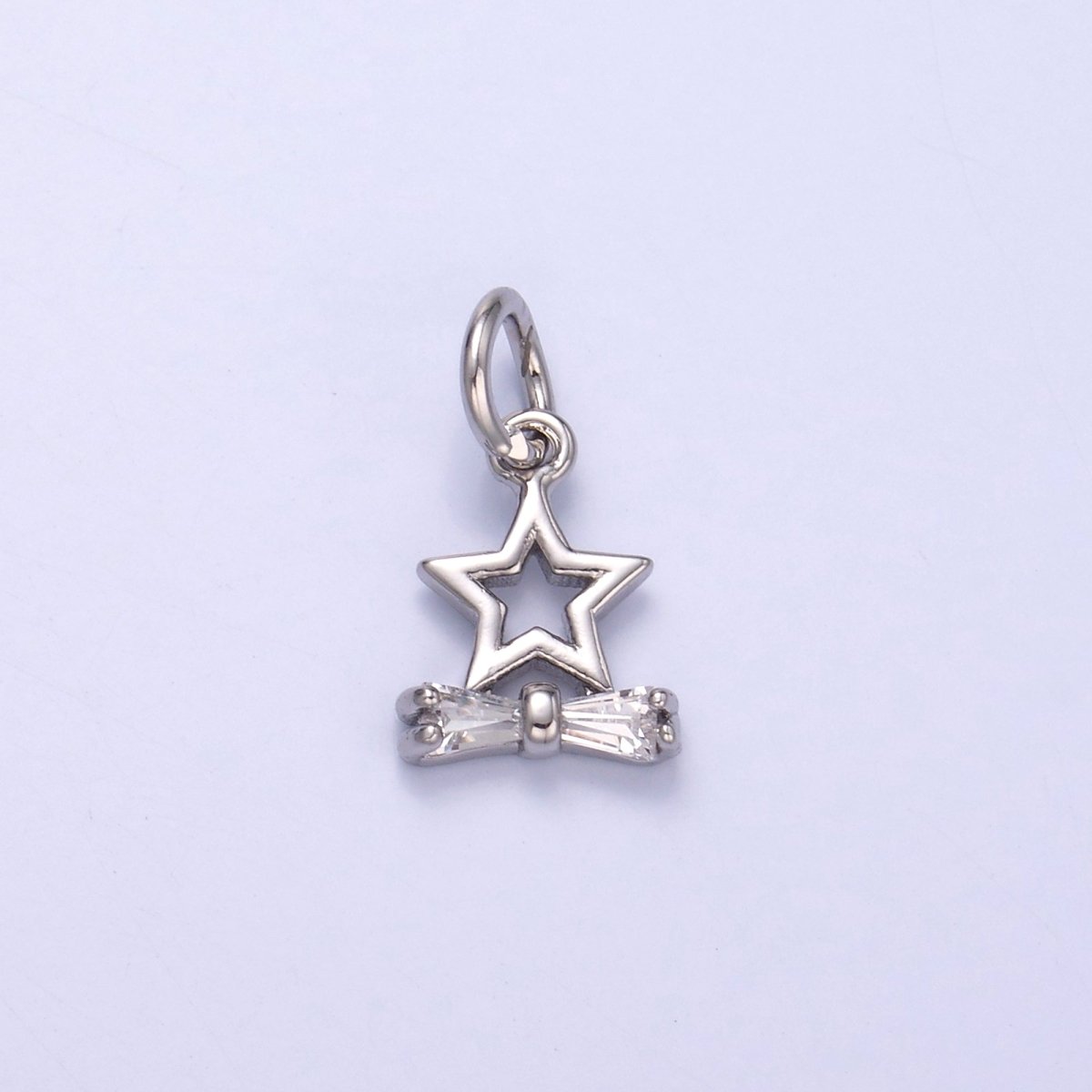 24K Gold Filled Bow Ribbon Star Celestial Mini Charm in Gold & Silver | C042 - DLUXCA
