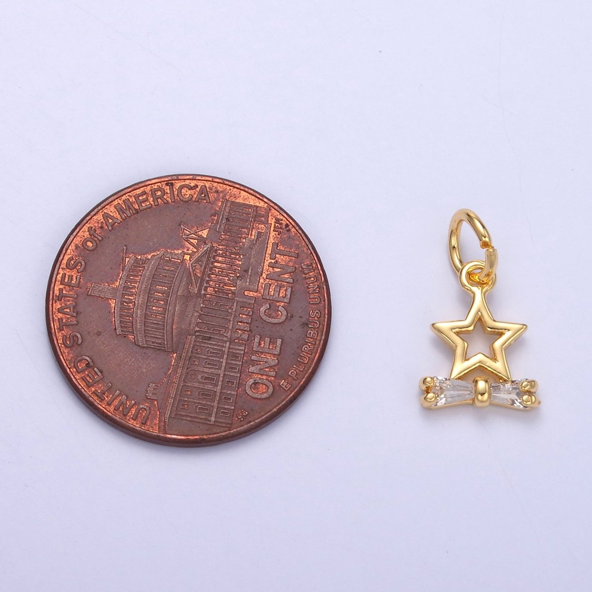 24K Gold Filled Bow Ribbon Star Celestial Mini Charm in Gold & Silver | C042 - DLUXCA